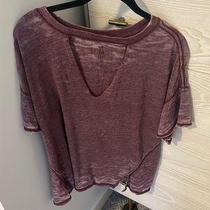 Free people maroon cut out t shirt